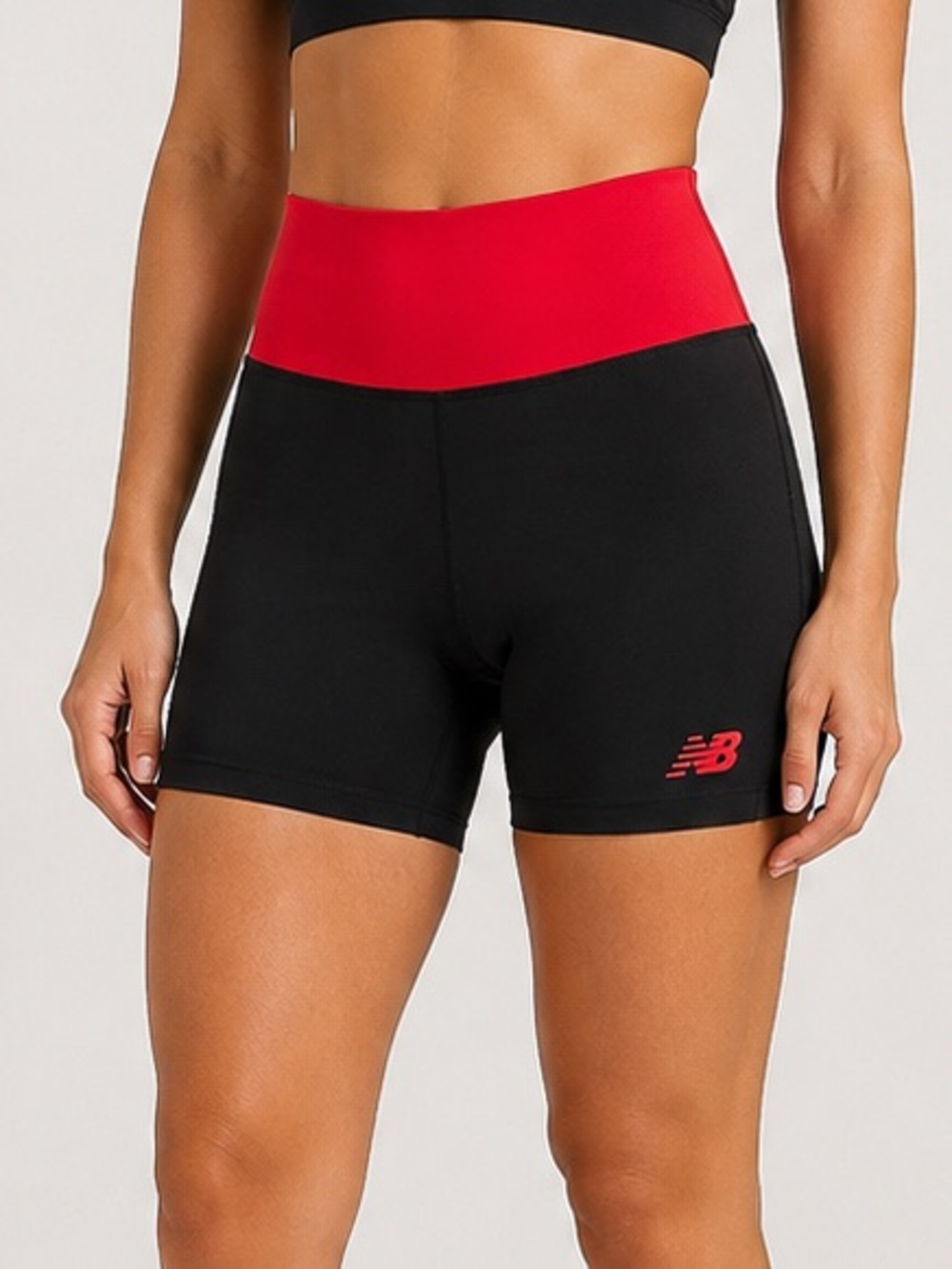 New Balance Women’s Black Red Biker Shorts Size small athletic gym workout NWT